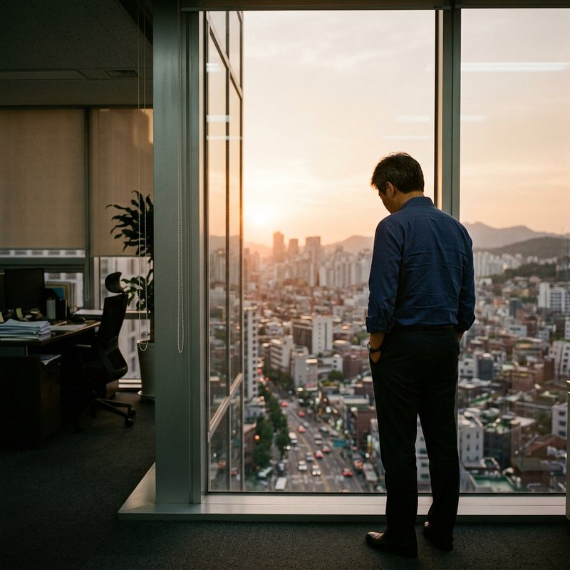 퇴근 무렵 사무실 — 이해를 돕기 위한 연출 이미지