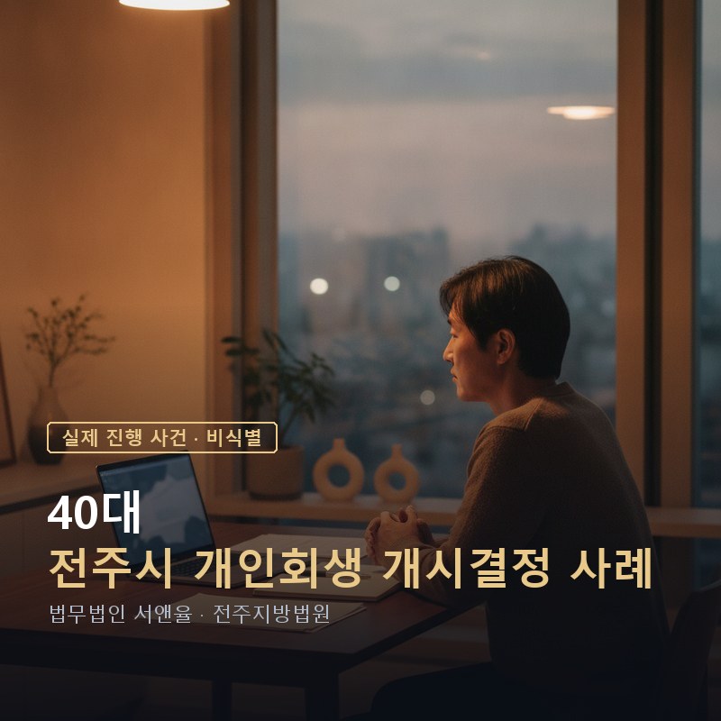 전주 개인회생 신청자격｜40대 직장인 개시결정 사례 — 이해를 돕기 위한 연출 이미지